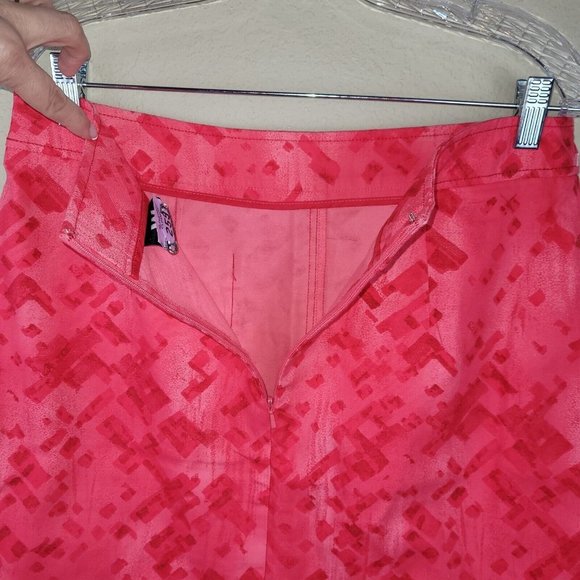 W by Worth Skirt Womens Size S Red/Pink Print Patch Pocket Stretch‎ Mini - Picture 8 of 11